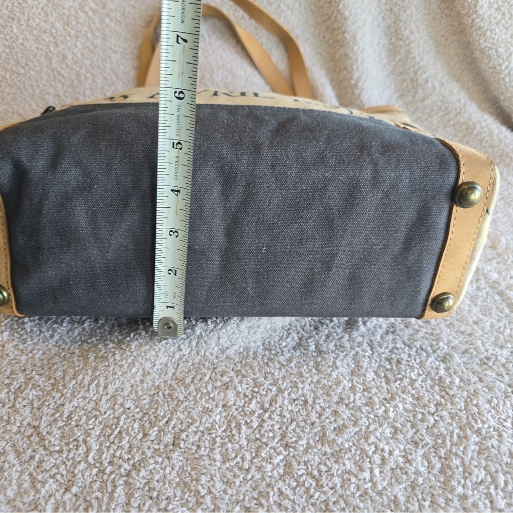 Le Papillon Upcycled Canvas And Leather Shoulder Bag Purse Tote French Detail - Picture 6 of 14